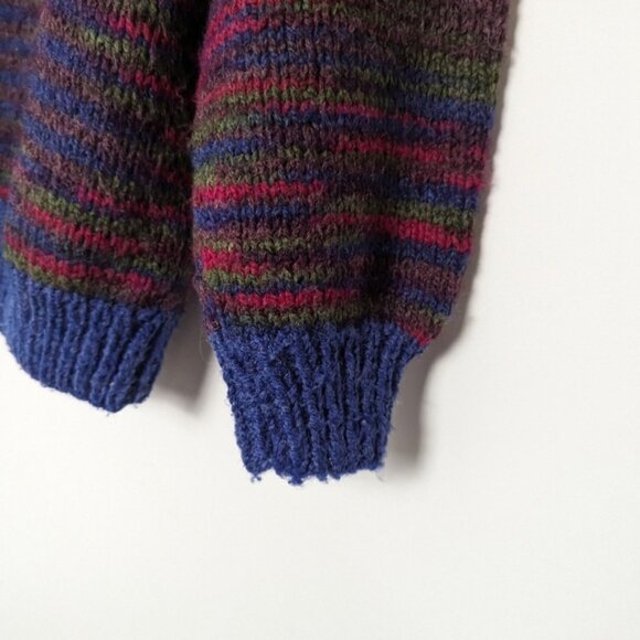 Vibrant Multicolor Striped Wool Blend Sweater - Cozy Winter Wear Size Large - Picture 2 of 7